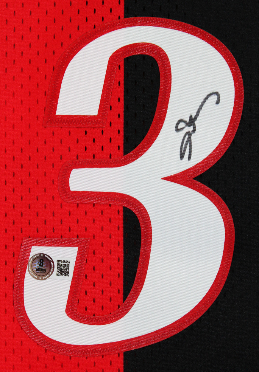 76ers Allen Iverson Signed Red & Black M&N 2000-01 HWC Swingman