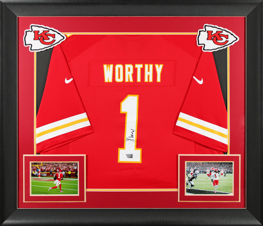 Chiefs Xavier Worthy Signed Red Nike Limited Framed Jersey w