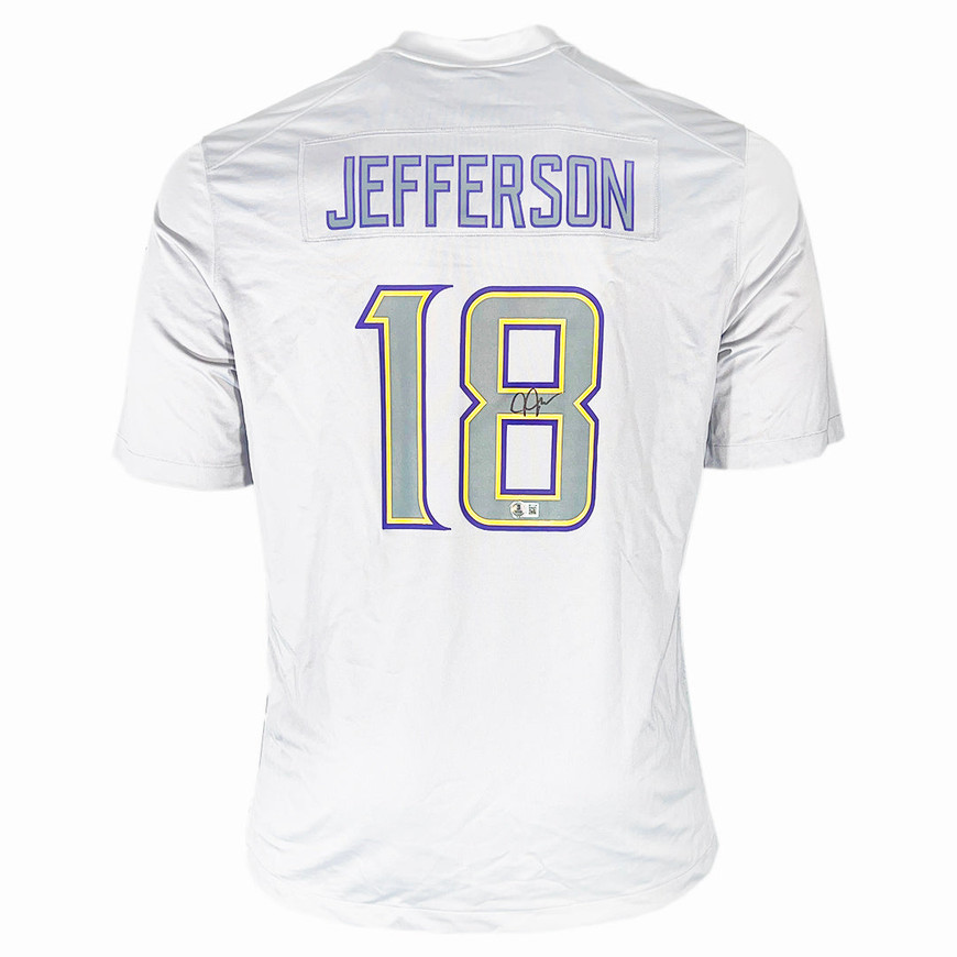 Justin Jefferson Signed Minnesota Nike Authentic Grey Football