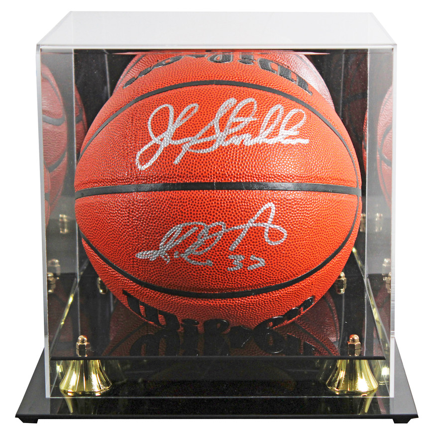 Jazz John Stockton & Karl Malone Signed Wilson Basketball w/ Case