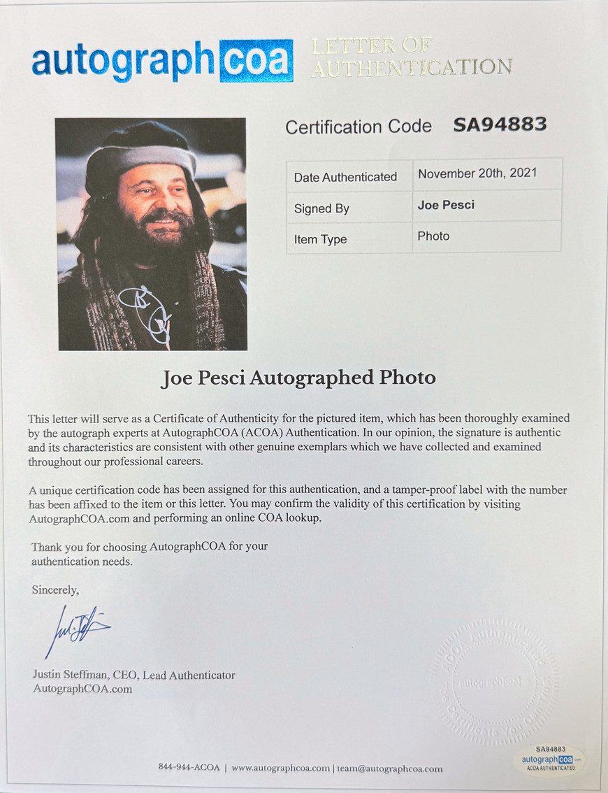 JOE PESCI signed autographed photo COA Hologram