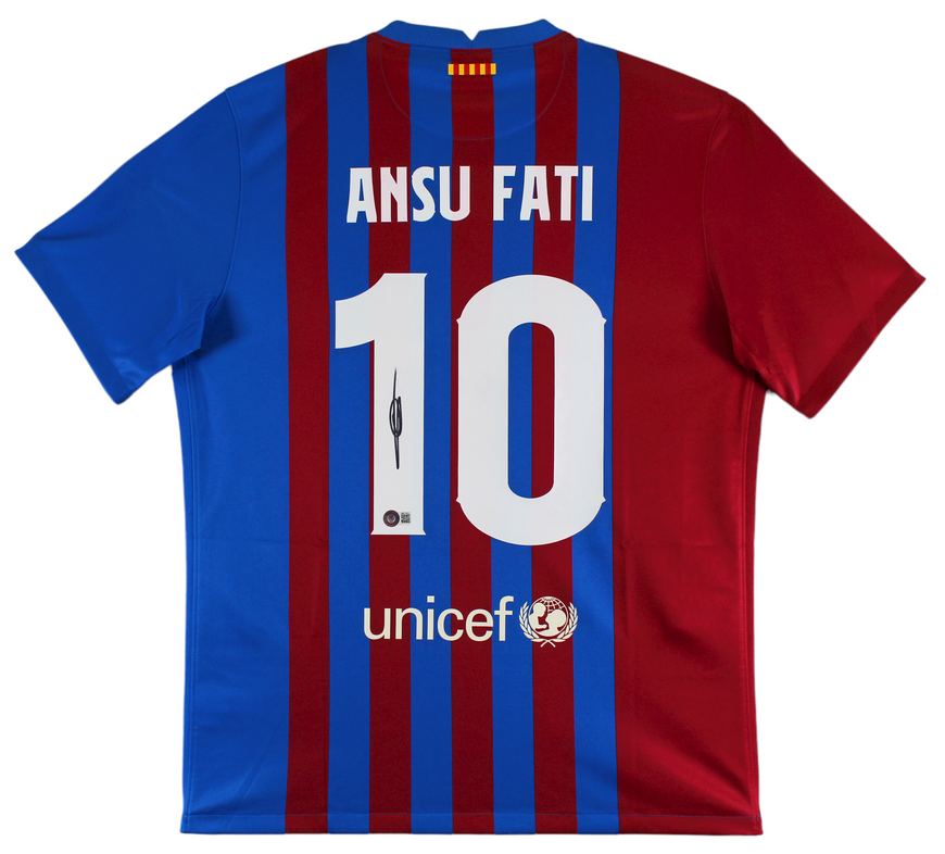 Barcelona Ansu Fati Authentic Signed Red & Blue Nike Jersey