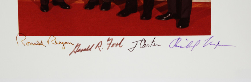 US Presidents (4) Reagan, Ford, Carter & Nixon Signed 11x14 Photo