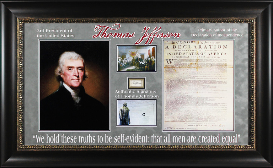 Thomas Jefferson Authentic Signed & Framed 1.5x2 Cut Signature JSA