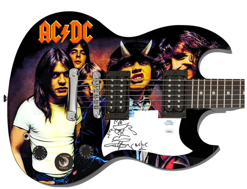 Angus Young AC/DC Autographed Sketch Graphics Highway To Hell Epiphone ...