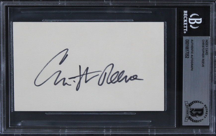 Christopher Reeve Superman Authentic Signed 3x5 Index Card BAS Slabbed 1