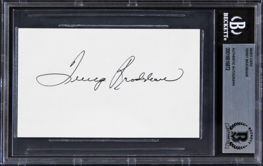 Steelers Terry Bradshaw Authentic Signed 3x5 Index Card