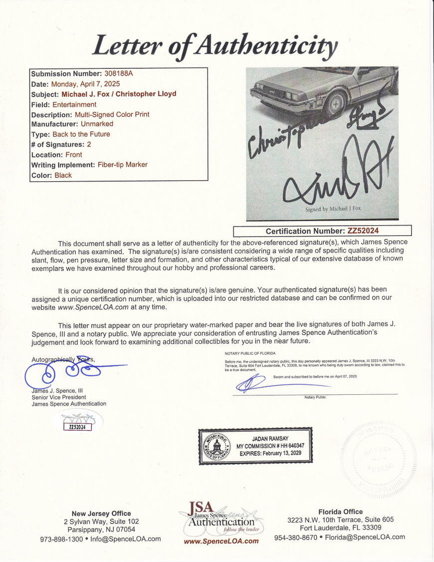 Michael J. Fox & Christopher Lloyd Signed Back to the Future Photo