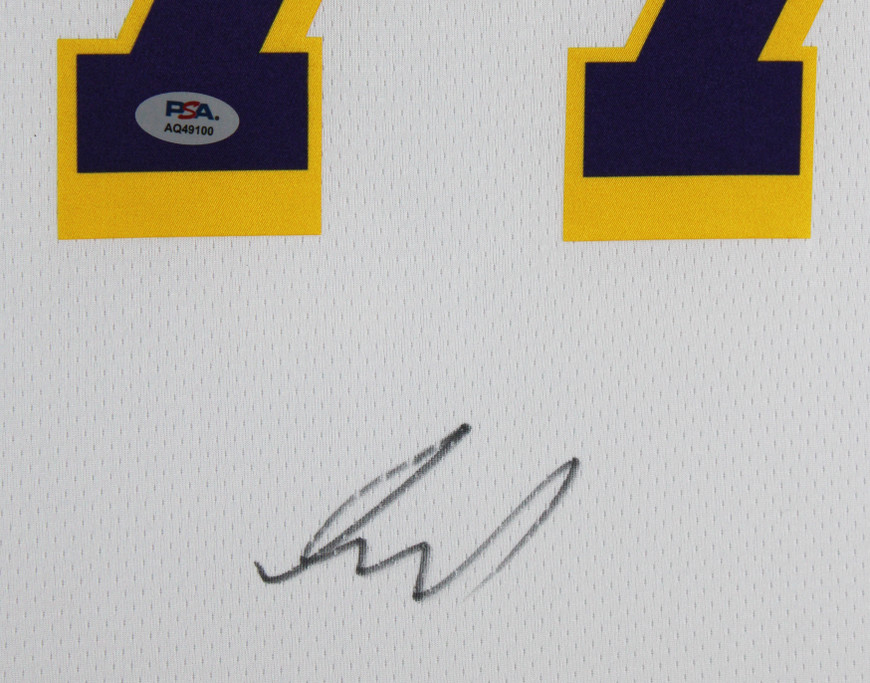 Lakers Luka Doncic Signed White Nike Swingman Framed Jersey PSA