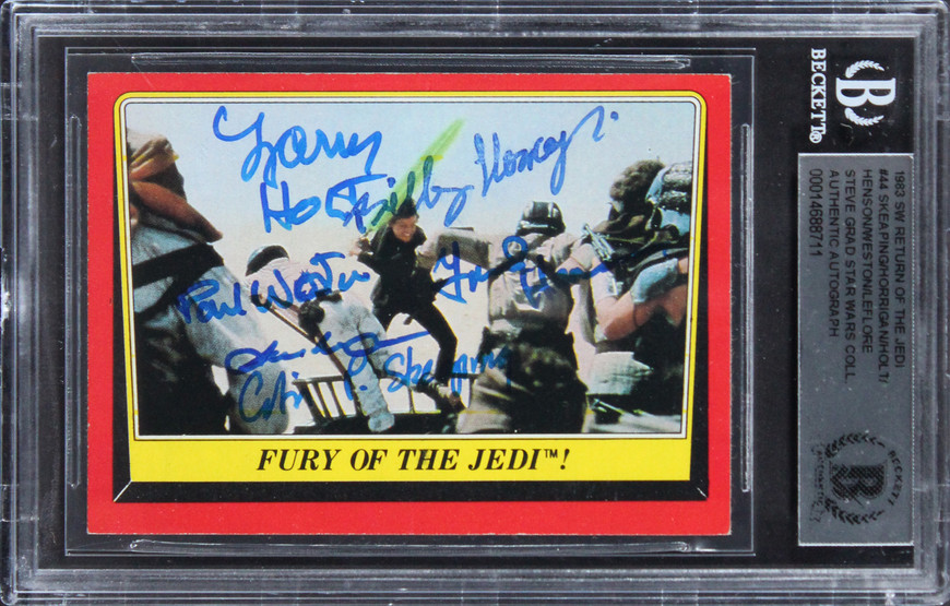 Star Wars (6) Henson +5 Signed 1983 SW Return Of The Jedi #44 Card BAS