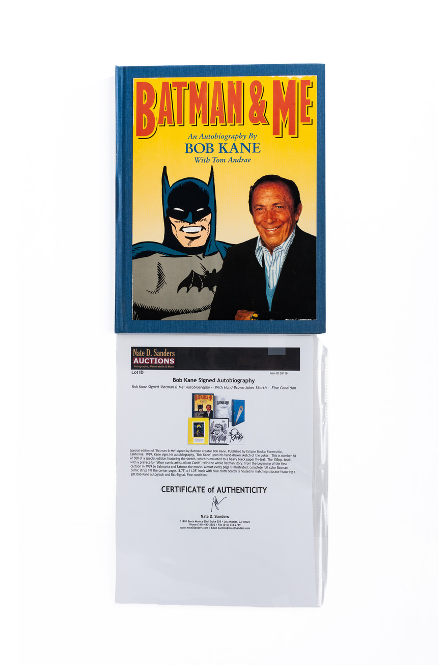 Bob Kane Signed Batman & Me First Edition — Joker Sketch