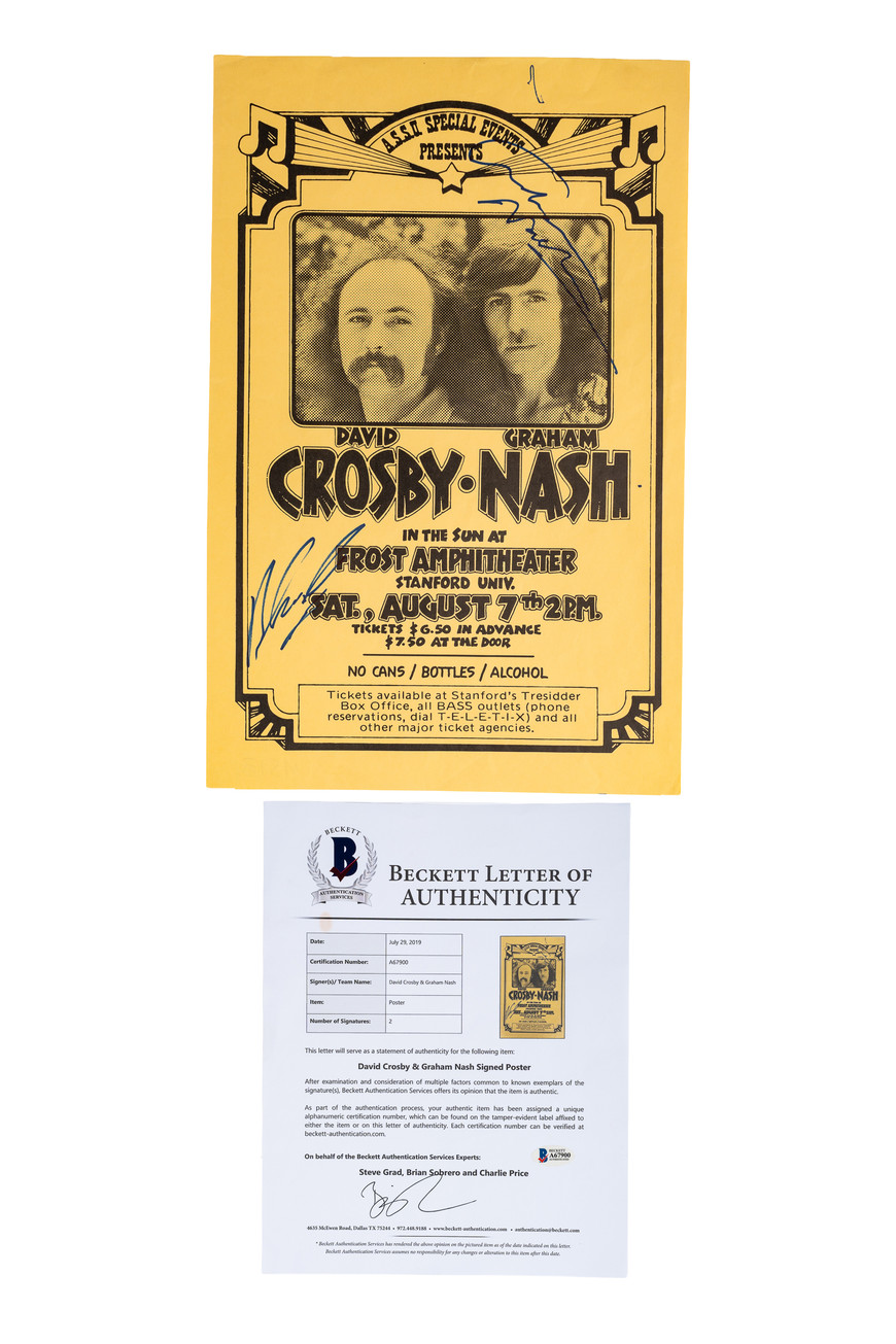 Signed David Crosby & Graham Nash Concert Poster — Beckett