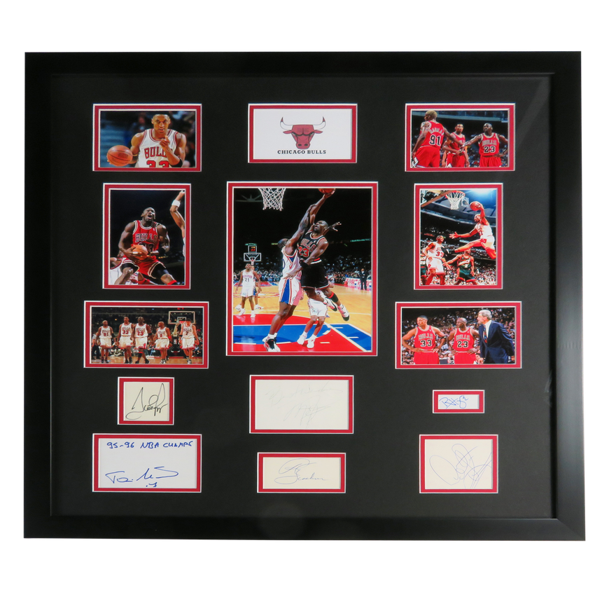 1995-1996年 CHICAGO BULLS 額装写真 NBA 1995-96 Chicago Bulls Team Signed Framed Display - 1995-96 Chicago