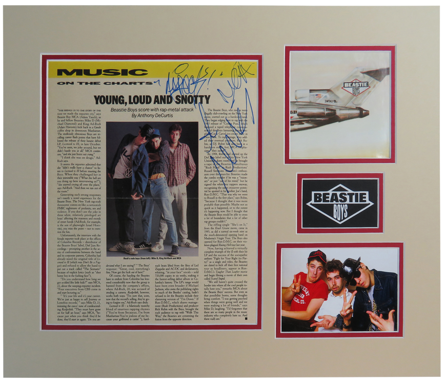 Beastie Boys Signed Matted Display - King Adrock, MCA, and Mike D