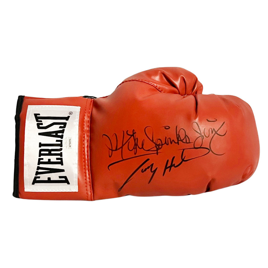Michael Spinks And Larry Holmes Dual Signed Red Boxing (JSA) -