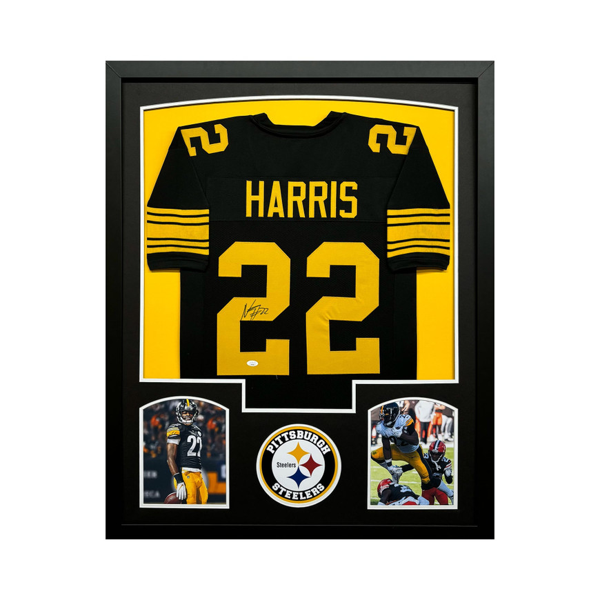 Najee Harris Signed Pittsburgh Black Custom Suede Matte Framed