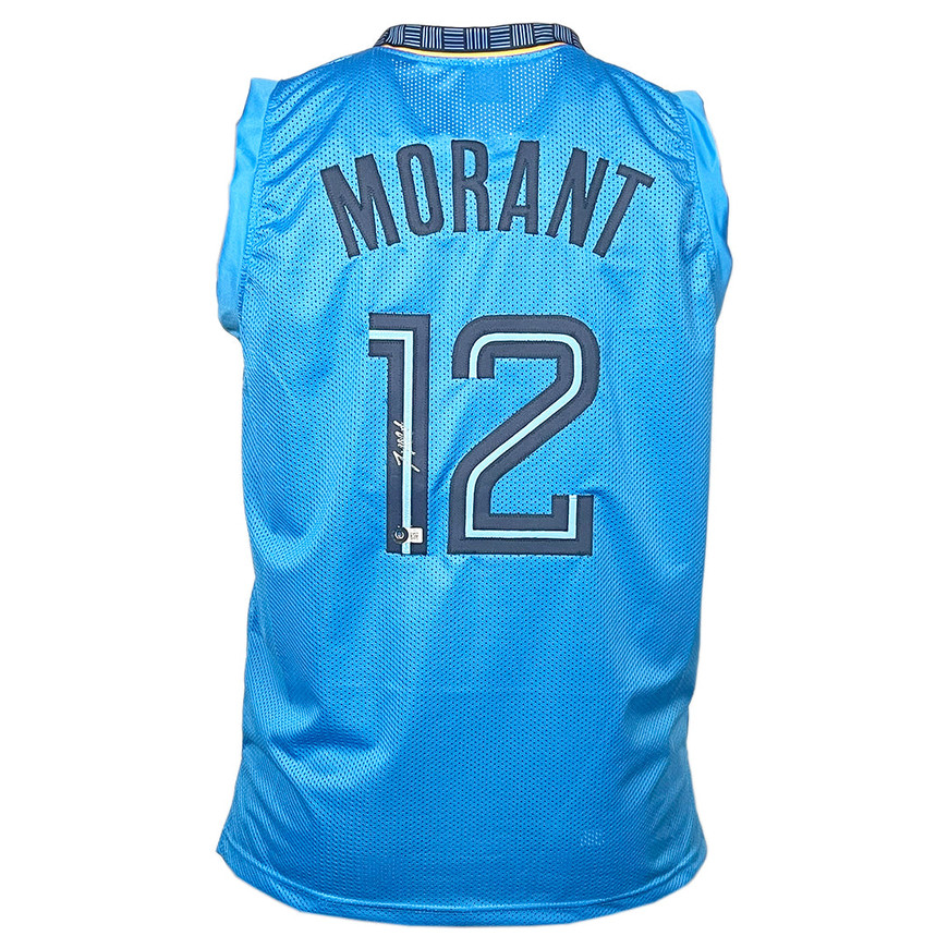 Ja Morant Signed Memphis Light Blue Basketball Jersey (Beckett) -