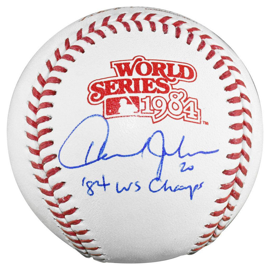 Howard Johnson Signed 84 WS Champ Inscription Rawlings