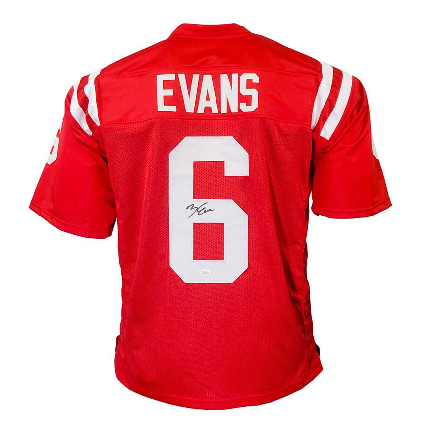 Zach Evans Signed Ole Miss College Red Football Jersey (JSA) -
