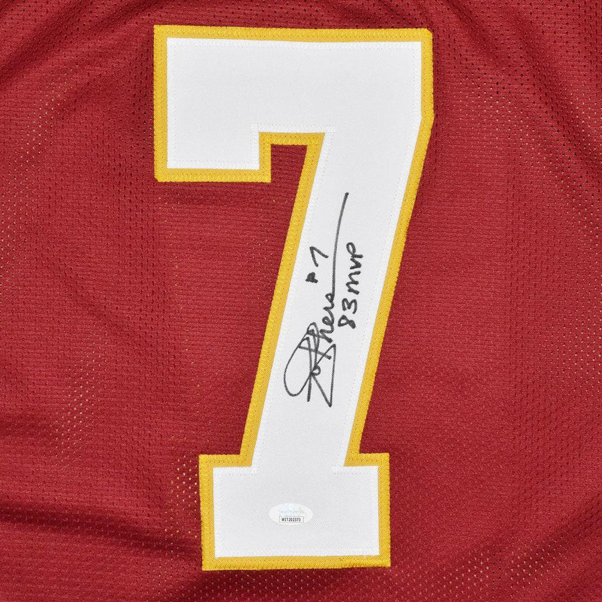 Joe Theismann Signed 83 MVP Inscription Washington Pro Red