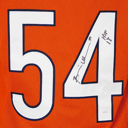 Brian Urlacher Signed HOF 18 Inscription Chicago Orange Football