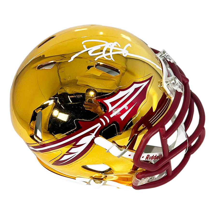 Deion Sanders Signed Florida State Seminoles Chrome Speed Mini Football Helmet (Beckett) - Deion Sanders Signed Florida State Seminoles Chrome Speed Mini Football Helmet (Beckett) -
