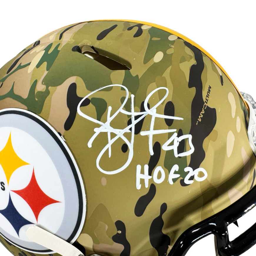 Troy Polamalu Signed HOF 20 Inscription Pittsburgh Steelers Camo