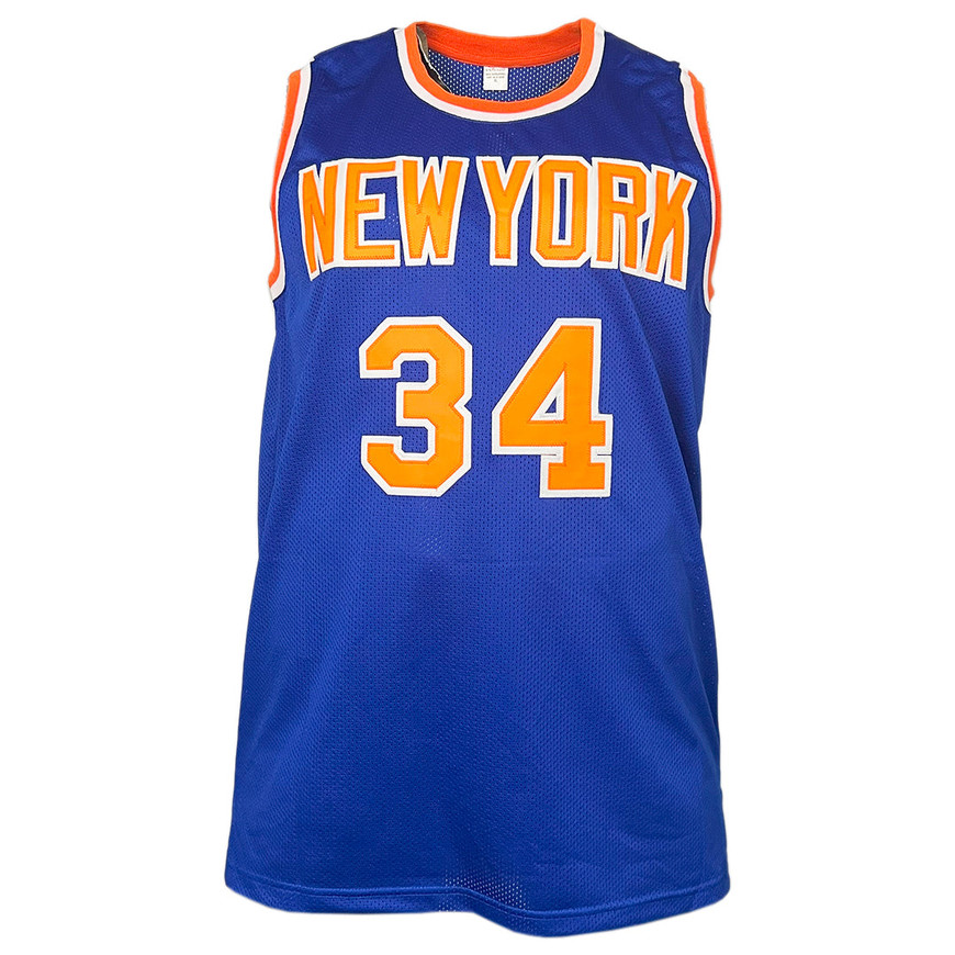 Charles Oakley Signed New York Blue Basketball Jersey (JSA) -