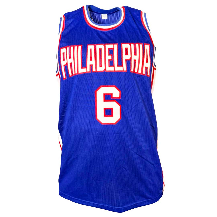 Julius Erving Signed Phildelphia Blue Basketball Jersey w/Block