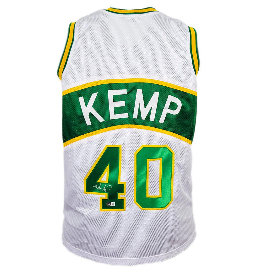 Shawn Kemp Signed Seattle White Basketball Jersey (Beckett) -