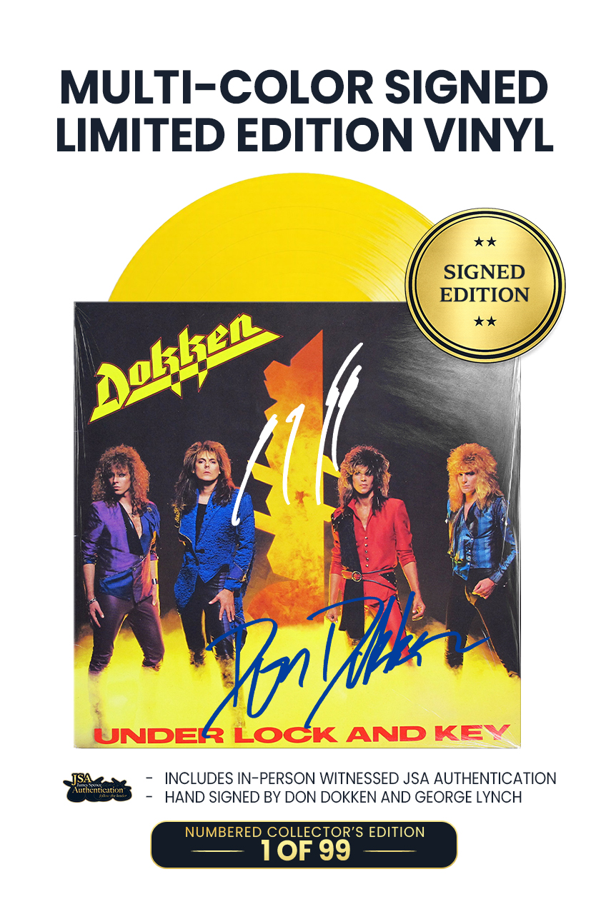 Under Lock And Key Yellow - Don Dokken and George Lynch (Signed Vinyl)