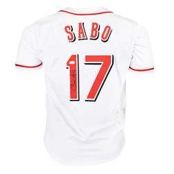 Chris Sabo Signed Cincinnati White Current Baseball Jersey (JSA) -