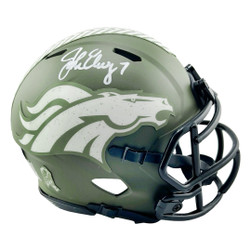 John Elway Signed Denver Broncos Salute to Service Mini Football Helmet ...