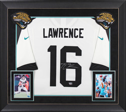 Jaguars Trevor Lawrence Signed White Nike Limited Framed Jersey