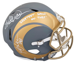 Rams Marshall Faulk & Kurt Warner Signed Slate F/S Speed Proline