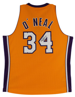 Lakers Shaquille O'Neal Signed Yellow M&N 1999-2000 HWC Swingman