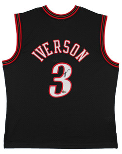 76ers Allen Iverson Authentic Signed Black M&N HWC Swingman Jersey