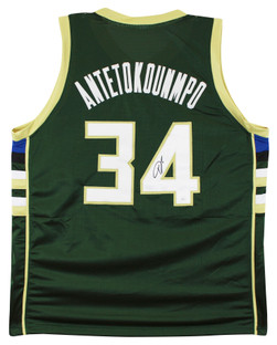 Giannis Antetokounmpo Authentic Signed Green Pro Style Jersey JSA
