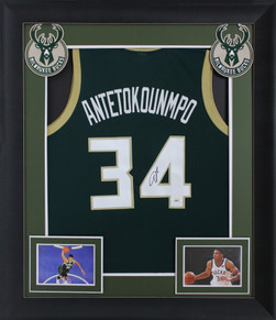 Giannis Antetokounmpo 直筆サインユニフォーム 鑑定書付 Giannis Antetokounmpo Authentic Signed Green Pro Style Framed