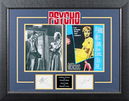 Janet Leigh & Anthony Perkins Psycho Signed 3x5 Index Card Framed
