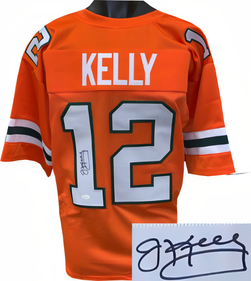 Jim Kelly Signed Miami Orange Tb Custom Stitched College Style Football Jersey Xl  Jsa Witnessed Hologram