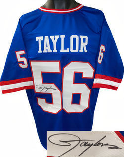 Lawrence Taylor Signed New York Blue Tb Custom Stitched Pro Style Football Jersey (JSA Witnessed Hologram)