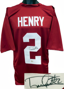 Derrick Henry Signed Alabama Crimson Custom Stitched College Football Jersey #2 Xl  Beckett Witnessed (Heisman)