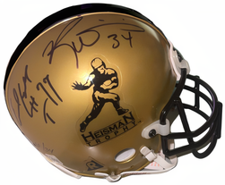 Earl Campbell & Ricky Williams Dual Signed Heisman Authentic Mini Helmet Ht 77  Jsa/Mounted Hologram