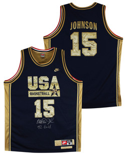 ウェア Nike USA Basketball JOHNSON 15 Magic Johnson #15 USA Basketball Jersey Nike Olympic Dream Team