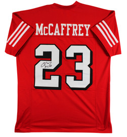 Christian McCaffrey Authentic Signed Red Pro Style Jersey w