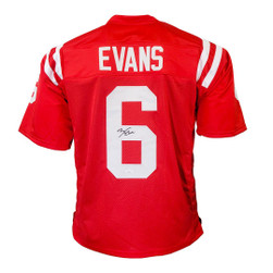 Zach Evans Signed Ole Miss College Red Football Jersey (JSA) -
