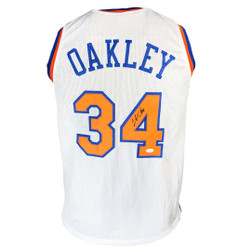 Charles Oakley Signed New York White Basketball Jersey (JSA) -