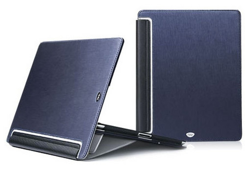 iSkin Aura 2, Premium Folio Case/Stand, Navy Metallic Blue - iPad 3 / new iPad, iPad 2