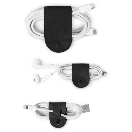 Twelve South CableSnap - Genuine leather cable organisers, Black